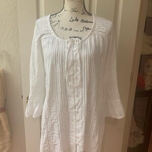 Caamano Cotton White Button-Down Blouse